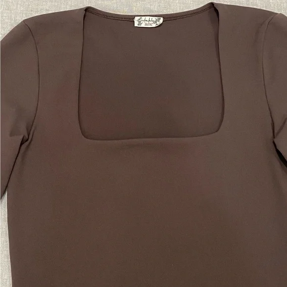 Free People intimately Truth or Square Bodysuit Small Brown Long sleeve Thong - Picture 6 of 12